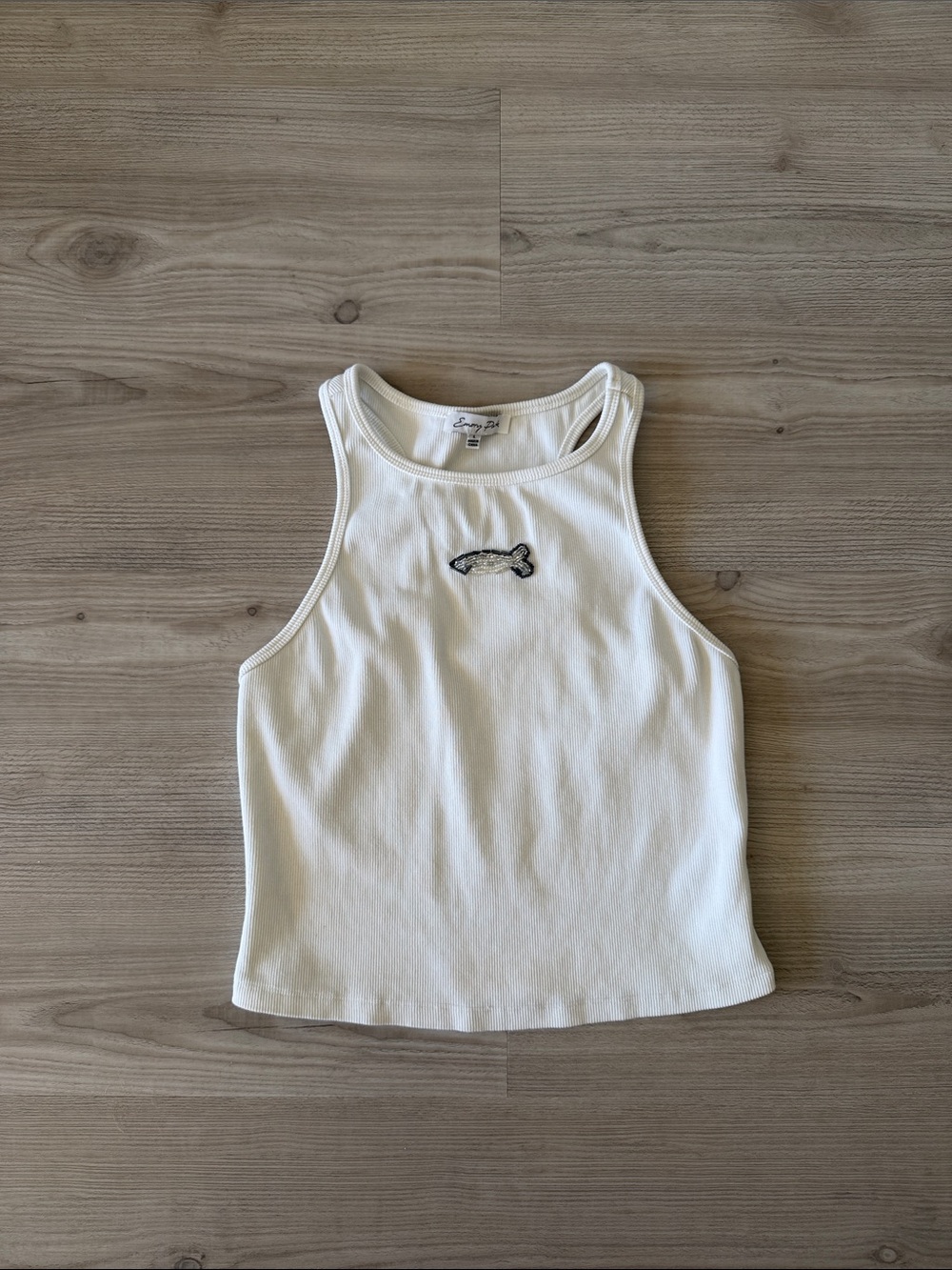 Emory Park Ribbed Tank Top with Fish Beaded Embroidery